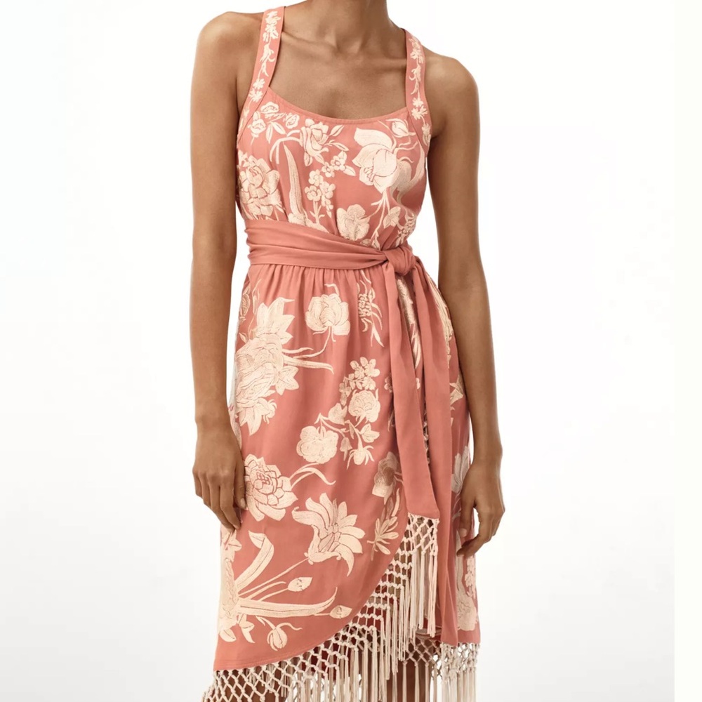 ☀️ ANTHROPOLOGIE Lucille Dress with Floral Embroidery and Fringe